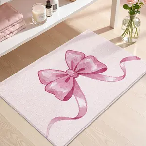 Simple Bow Door Mat Rug, Bathroom Decorative Mat, Soft Durable Non-Slip Thickened, Washable Modern Design, Ideal for Bedroom Hallway Living Room, Modern Indoor Rug, Soft Washable Rugs, Super Soft Rug, Machine Washable Rug, Soft Area Rug