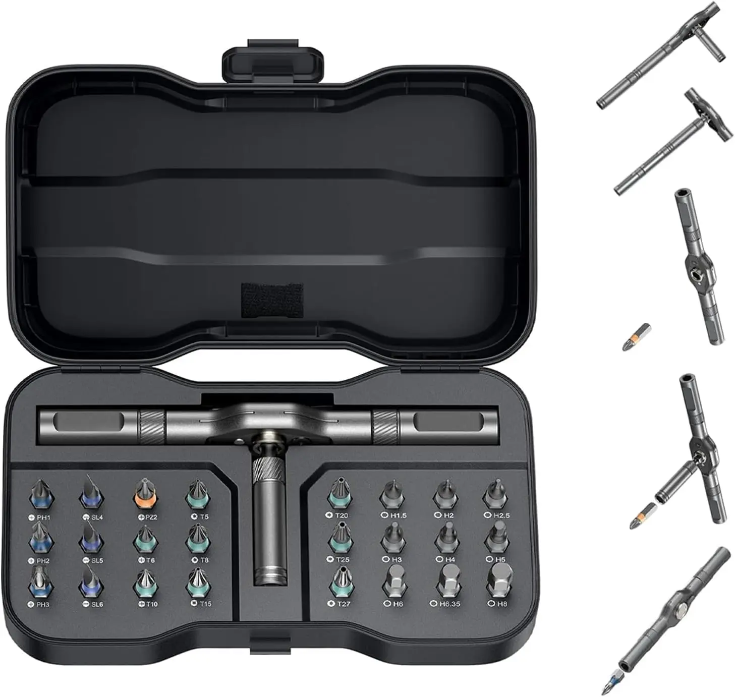 2026 Upgraded 24-in-1 Magnetic Ratchet Screwdriver Kit, T-Handle Ratchet, Ergonomic Grip, Portable Case, Magnetic Bit Assortment for Home Repairs, Ideal Gift for Men, Sewing Supplies Crafts Tool Set, 24-In-1 Kit