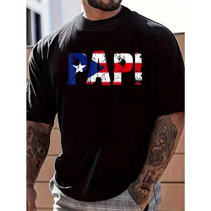 100% Cotton Puerto Rico Papi Flag Puerto Rican Puertorriqueños Boricuas T-Shirt Women's Men's Graphic Tee Causal Tops Fashion