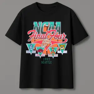 Vintage 1995 NCAA Final Four T-Shirt – Seattle Basketball Championship Tee (North Carolina, Arkansas, Oklahoma State, UCLA)