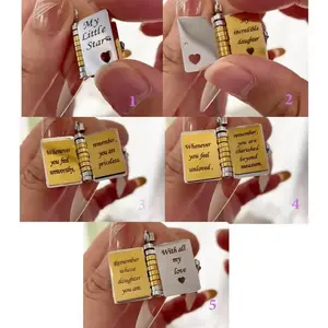 Personalized Gift "My Little Star" Book Pendant Necklace, High Quality Stainless Steel Locket Jewelry, Meaningful Mother-Daughter Keepsake for Birthday Anniversary, 2.3cmx1.8cm Charm with 43+5cm Adjustable Chain /