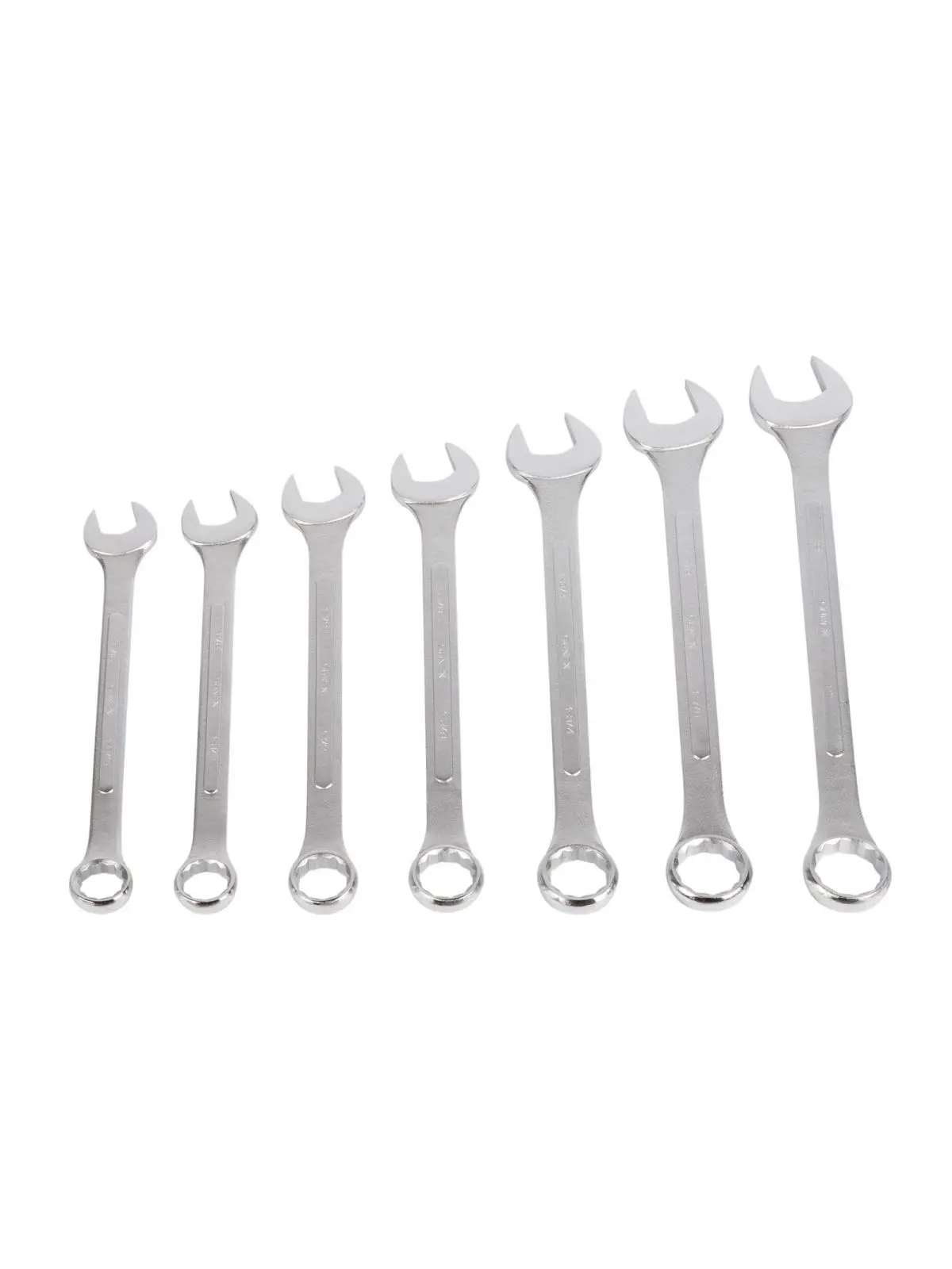 7-Piece ANSI/ASME Std. Chrome Finish Jumbo Fractional Double-Ended Spanners & Wrenches Set - Raised Panels Design, Better Grip, for Mechanic DIY Tasks