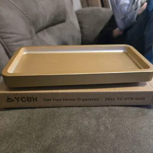YCBH Bathroom Vanity Tray - Gold Finish for Jewelry & Beads Storage SKU YC-VTS-Gold