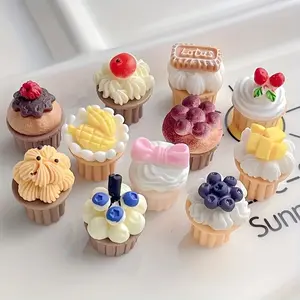 12 Piece Rainbow Cake Resin Craft Decorations, Mini Dessert Ornaments with Cupcakes, Donuts, Macarons, Fruit, DIY Party Decoration