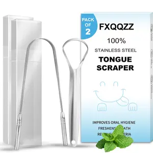 Adult Tongue Scraper Set with Travel Cases, Oral Care Tongue Cleaning Kit for Bad Breath Treatment, Stainless Steel Metal Tongue Cleaner for Daily Use