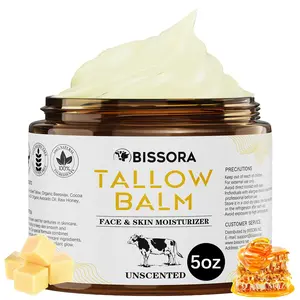 BISSORA Beef Tallow Honey Balm 5oz – Natural Healing Moisturizer for Face & Body