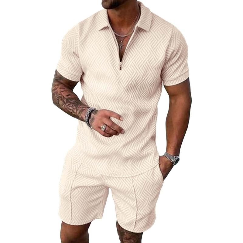 PASLTER  Mens Polo Shirt and Shorts Sets Outfits 2 Piece Fashion Summer Tracksuits Casual Short Sleeve Set B1Y306