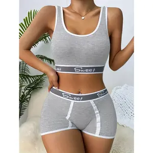 Workout Underwear Cotton Wide-brimmed Letters Sports Underwear Suit