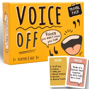 Boxer Gifts Voice Off – The Funny Voices & Accents Game for Families and Kids, Fun Travel Games, 2+ Players, Ages 8+
