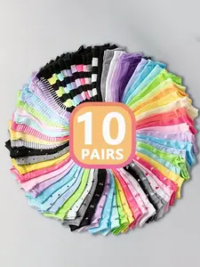 Women's Candy Color Heart & Stripe Socks, Breathable Striped Details, Casual Fitted Style, All Seasons Fashion
