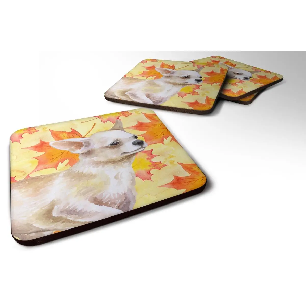 Chihuahua Leg Up Fall Foam Coaster, 3.5 x 3.5 in. - Set of 4