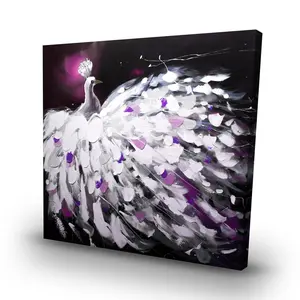 360 Stand 32x32 in. Exotic Peacock Motif Artistic Wall Artwork, Purple Bedroom Home Decor Piece, Ideal Gift for Home Supplies Enthusiasts, Decoration