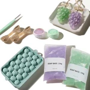 DIY Grape Soap Making Kit for Beginners, Complete  Craft Set with Molds, Jute Rope, Mica ,  Soap Base & Tools  Decor,  Ready