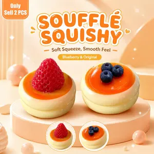 2PCS Blueberry & Original Flavor Soufflé Stress-Relief Toys — Soufflé Sensory Toys. Soft, squeezable toys with a rich, smooth texture; handcrafted, non-toxic sensory toys presented in transparent packaging.