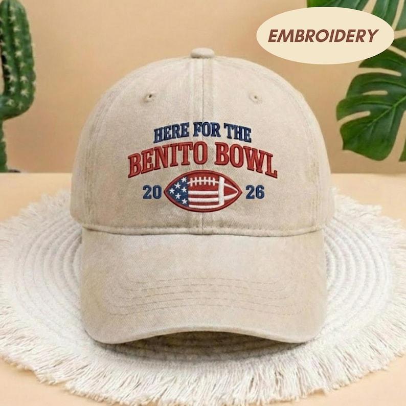 Embroidered Here for Benito Hat, Puerto Rico Football Embroidered Cap, LX Bunny Bowl Baseball Hat, Benito Bowl Cap, Game Day Gift