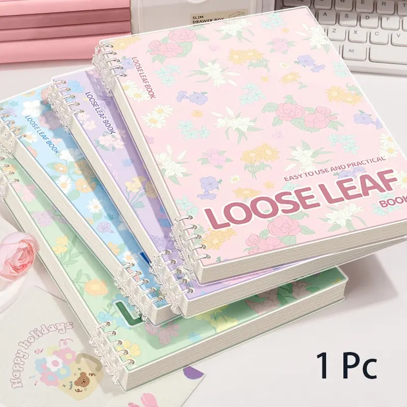 A5/b5 Loose Leaf Notebook with Floral Theme, 60 Pages for Daily Study and School Use, Aesthetic School Supplies, Stylish Journal for Office Supplies, Spiral Coil Notebook Journal, Cute Journal, Writing Notebook, School Notebooks