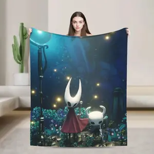 Hollow Knight Silksong Flannel Knitted Blanket, Ultra Soft Throw Blanket for Travel Bedroom Sofa and Game Decor