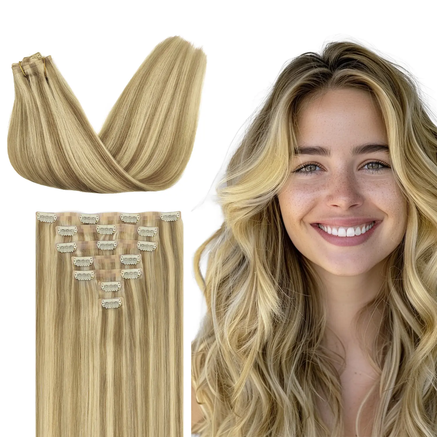 #16/22 Light Blonde Highlighted Golden Blonde