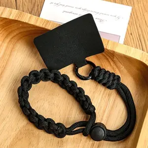 Adjustable Travel Phone Lanyard, Handwoven Wrist Strap, Anti-Loss Metal Clip, Universal Pet Camera Case Cover, Bold Solid Color Design