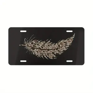 Old School Camo Feather on Black License Plate, Hunting Gifts, Gifts for Him, Truck Accessories, Aluminum Front License Plate- 6x12- inch polished metal standard plate, easy to install, car trim accessories, for decor only, Made in USA