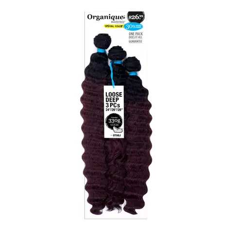 Unisex Milky Way Weave Master Mix Organic Artificial Hair Extensions - 3-Piece Set, Loose Deep Waves