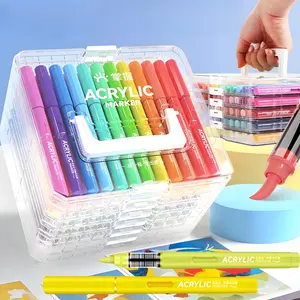 Acrylic Paint Marker Set, 24/36/48/60/84 Colors Automatic Ink Control Acrylic Paint Marker with Layered Storage Box, Art Supplies