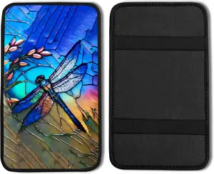 Dragonfly  Center Console Armrest Cover Pad,Dragonfly  Accessories Soft Middle Console Cushion Pad,Auto Arm Rest Mat Decor Dragonflys Gifts for Women Men Dad for   SUV
