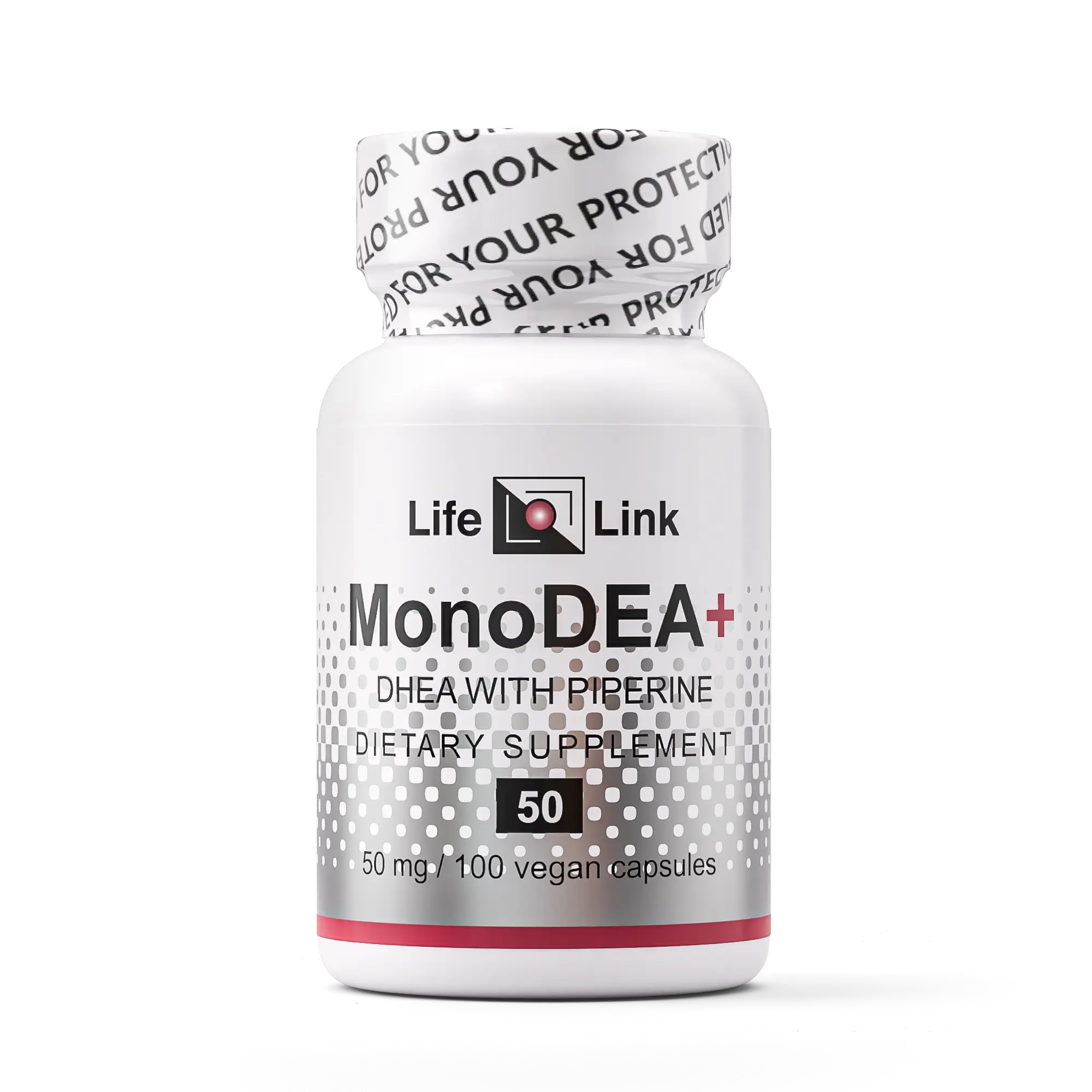 LifeLink DHEA MonoDEA+ (Dehydroepiandrosterone w/ Piperine) | 50 mg x 100 capsules | Anti-Aging | Vegan, Gluten Free | Made in the USA