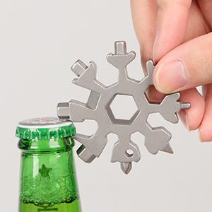 18-in-1 Snowflake Multi Tool,Function Stainless Steel Bottle Opener/Wrench, Flat Cross Screwdriver Kit Snowflake, Outdoor Durable and PortableGreat Gift for Mens (silvery)