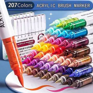 Languo 9-Piece Liquid Soft Tip Acrylic Marker Set, 23 Colors/207 Options, Flexible Soft Head Design, Smooth Coloring, Large Capacity, Multi-Material Use, Art Markers
