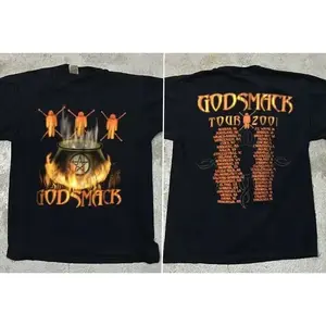 [SALE UP TO 30%] Godsmack Tour 2001 Black T-Shirt Godsmack Shirt Vtg Rock Band Tour Co Double-sided printing