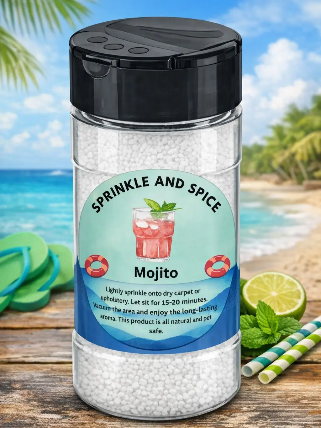 Sprinkle and Spice Carpet and Upholstery Refresher Spray - Tropical Mojito Scent, Mint Burst Household Home Care Cleaner, Scented