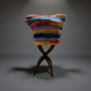 Scrap yarn Cat ear beanie