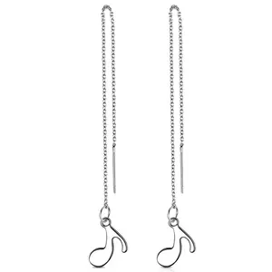 Stainless Steel Musical Note Ear Thread Threader Earrings Drop Dangle
