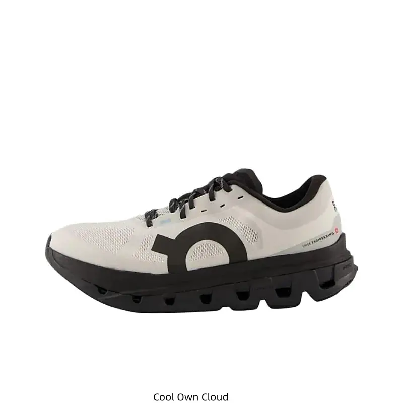 Trendy Light Grey & Black Running Sneakers with a Breathable Mesh Upper and a Bold Dark Hollow Sole, The Perfect High-Contrast Athletic Shoe for Streetwear, Gym Training, and Everyday Casual Wear