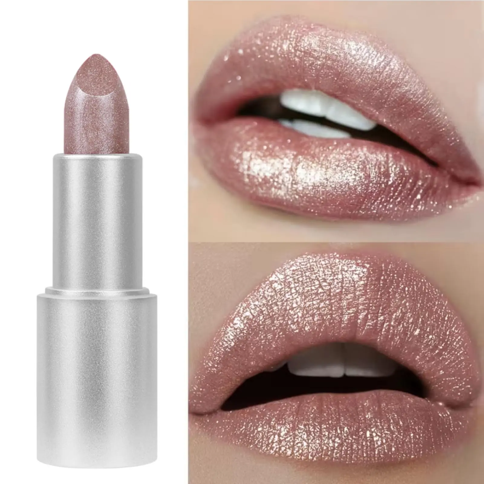 1PC Sparkling Coral Lipstick - Waterproof, Long-Lasting, Non-Sticky with Pearlescent Shine, Easy Application for Beginners,Gift for Women