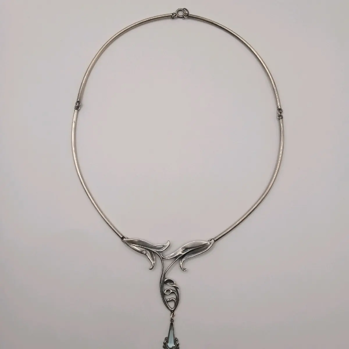 Antique Style Oxidized Sterling Silver Rose Necklace