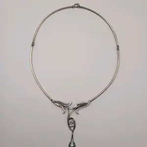 Antique Style Oxidized Sterling Silver Rose Necklace