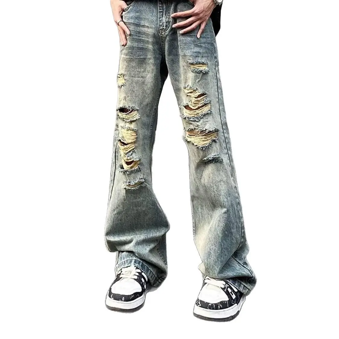 Men's Denim Jeans - Baggy, Flared, Androgynous Oversized Retro Street Style Wide-Leg Classic Vintage Menswear Bottoms, Baggy Men's Jeans, Flares Men's Jeans