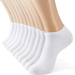 Unisex No Show Socks For Men Women Low Cut Ankle Socks Athletic Compression Arch Support Moisture Wicking Performance Heel Grip Non Slip Gym Golf Tennis Commute Travel Comfortable Student Basic Black White Gray Disposable Pack Shoe