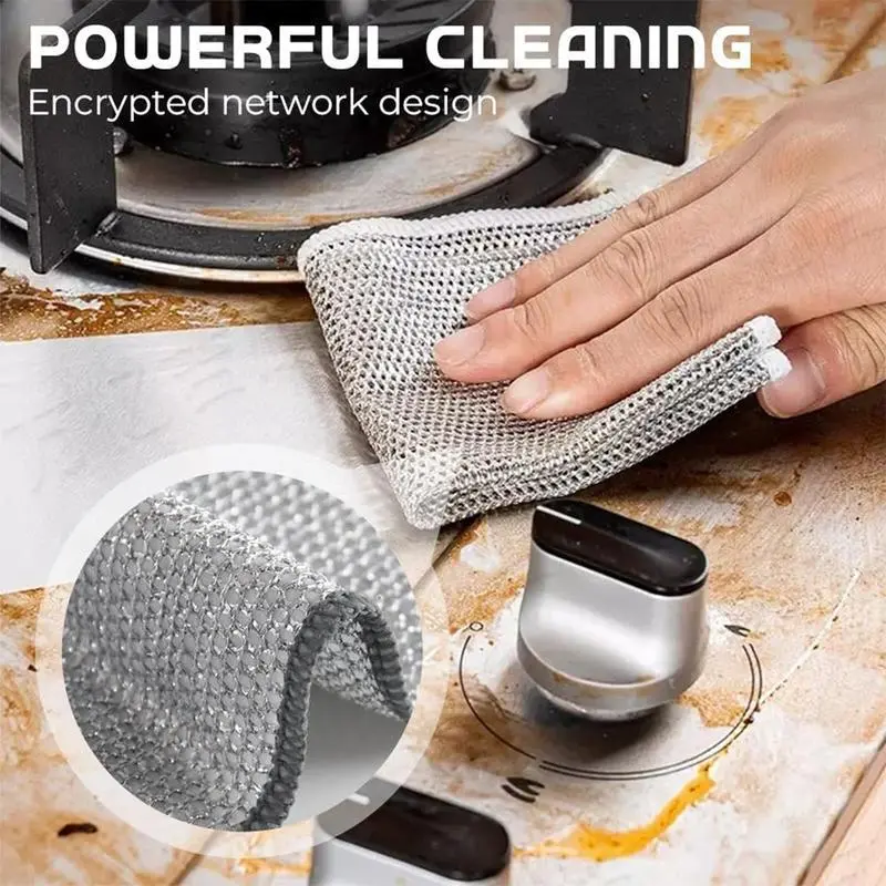 Heavy-Duty Dual Sided Steel Wool Cleaning Pad - Durable Mesh Design for Effective Cleaning - Ideal for Kitchen & Bathroom Use - Reusable & Eco-Friendly Sponges Cleaner Tool Stainless Cleaner