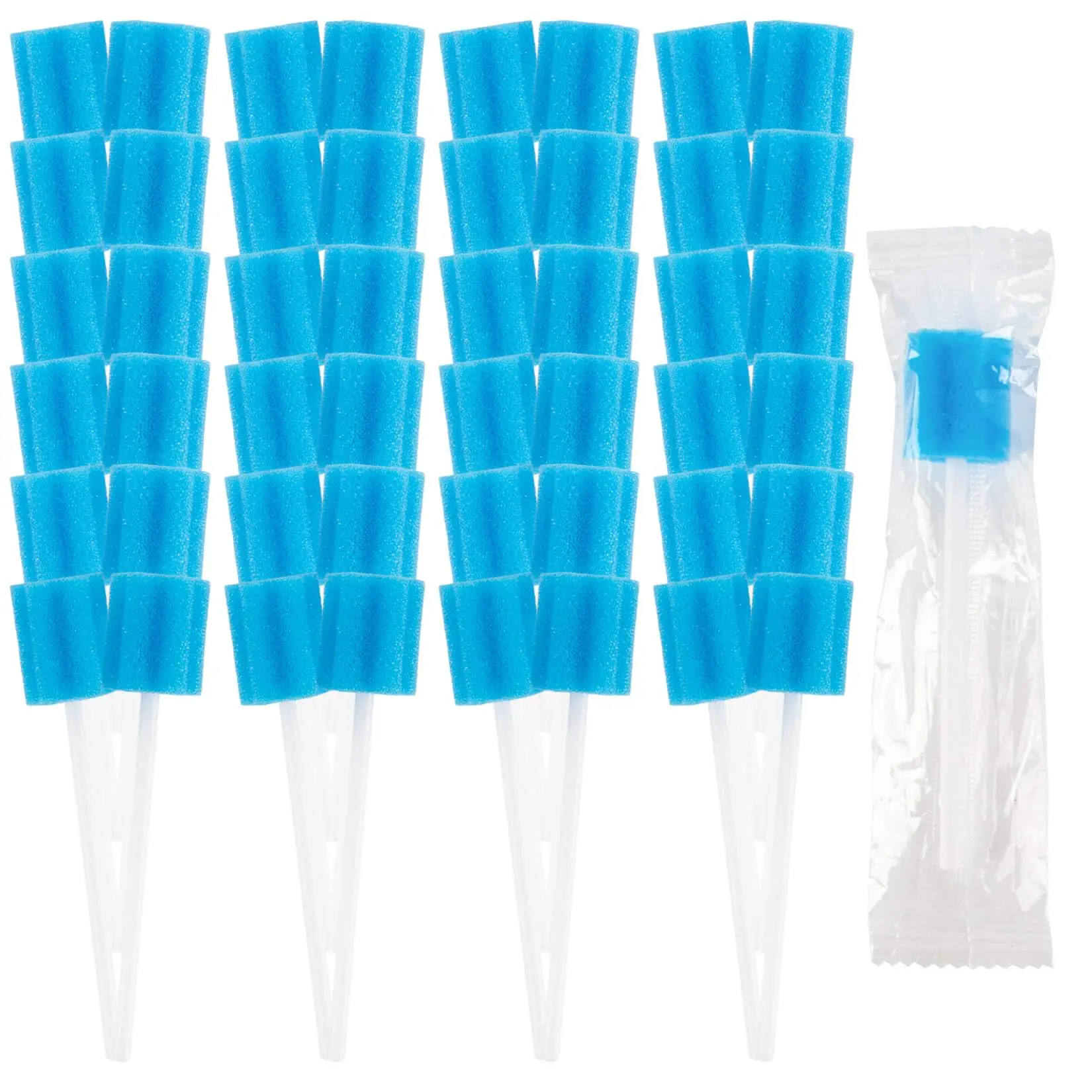 Oral Cleaner Swabs Disposable Sponge 100 Count Individually Wrapped Soft Sponge & Durable Plastic Stick for Elderly Dry Mouth Children & Pets Sensitive Cleanser - Cleansing Oral Care Set Gum Hygiene Kit
