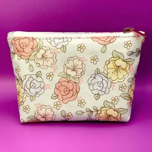 Floral Smell Proof Bag - Cute Travel Pouch, Blooming Tiny Makeup Clutch, Flowers Cosmetic Stash