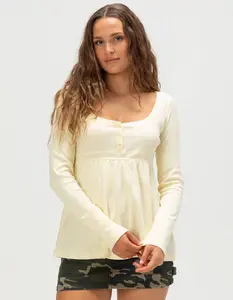 RSQ Womens Long Sleeve Babydoll Top