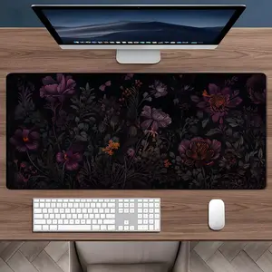 Floral Pattern Mouse Pad, Rectangle Gaming Mouse Pad, Non-Slip Rubber Base Mousepad, Office Desk Keyboard Mouse Mat for Home Office Game Room Desk, Office Desk Accessories, Work Accessories