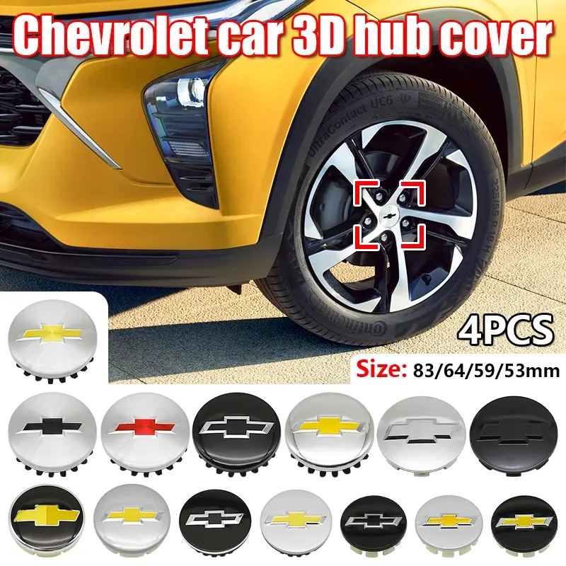 Abs Chevrolet Wheel Center Caps Set, Durable Car Tire HUB Covers, High Quality Automotive Accessories, Practical and Stylish Design