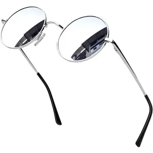 Polarized Round Sunglasses for Women & Men, Hippie Style Circle UV400 Lenses, Halloween Cosplay Shades