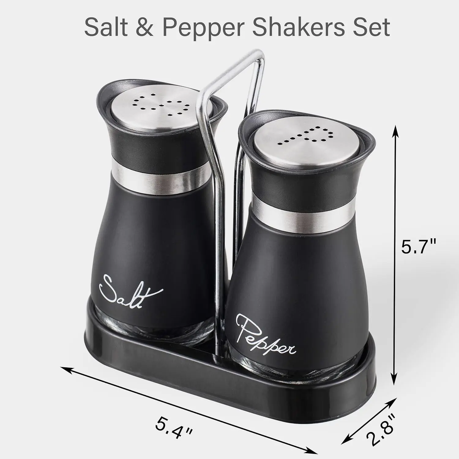 Salt Shakers and Pepper Set,4 oz Glass Bottom Salt Pepper Shaker with Stainless Steel Lid for Kitchen Gadgets Cooking Table,  Camp,BBQ Refillable Design Salt Shakers and Pepper Set,