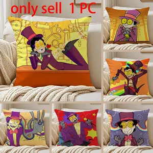 Cool Cartoon S-Superjail Pillow Case Anti-dustmite Pillowcase Sofa Cushion Cover with Invisible Zipper Silky Short Plush Polyester Microfiber Fabric White Available in Standard Sizes for Home Bed Use