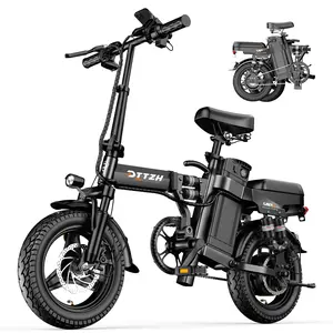 【DZZTH】A12S Foldable Electric Bike, 14"Commuter Adult Electric Bike, Peak Power 2000W, MAX PAS Range 80Miles,40 MPH Top Speed,52V25Ah Removable Battery, 14"Anti-Stab Tire and Rear Disc Brake Design, LED Display Portable Ebike,Can Carry 2 People, Ebike